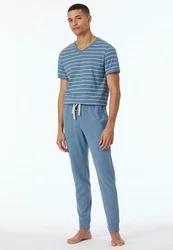 Schiesser Pyjamaoberteil Grau/Blau/Hellblau