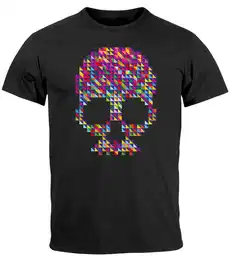 Print-Shirt Herren T-Shirt Totenkopf Skull Design Printshirt Minimalistic Art mit Print