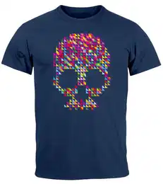 Print-Shirt Herren T-Shirt Totenkopf Skull Design Printshirt Minimalistic Art mit Print