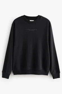 Next Sweatshirt Grafik-Sweatshirt mit Rundhalsausschnitt Schwarz/Dunkelgrau