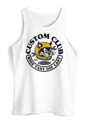 Neverless Tanktop Herren Biker Motiv Racing Cat Schriftzug Ride Fast Die Last Fashion Streetstyle Silber/Gelb/Braun