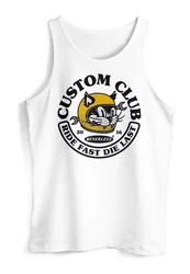 Neverless Tanktop Herren Biker Motiv Racing Cat Schriftzug Ride Fast Die Last Fashion Streetstyle Silber/Gelb/Braun