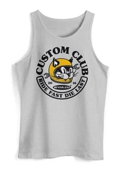 Neverless Tanktop Herren Biker Motiv Racing Cat Schriftzug Ride Fast Die Last Fashion Streetstyle Silber/Grau/Hellgrau