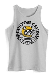 Neverless Tanktop Herren Biker Motiv Racing Cat Schriftzug Ride Fast Die Last Fashion Streetstyle Silber/Grau/Hellgrau
