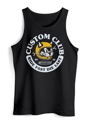 Neverless Tanktop Herren Biker Motiv Racing Cat Schriftzug Ride Fast Die Last Fashion Streetstyle Schwarz/Grau/Gelb/Blau/Silber/Creme