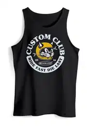 Tanktop Herren Tank-Top Biker Motiv Racing Cat Schriftzug Ride Fast Die Last Fashion Streetstyle Muskelshirt Muscle Shirt mit Print
