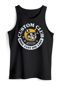 Neverless Tanktop Herren Biker Motiv Racing Cat Schriftzug Ride Fast Die Last Fashion Streetstyle Schwarz/Grau/Gelb/Blau/Silber/Creme
