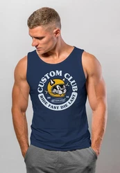 Neverless Tanktop Herren Biker Motiv Racing Cat Schriftzug Ride Fast Die Last Fashion Streetstyle Dunkelblau/Hellblau/Blau/Grau