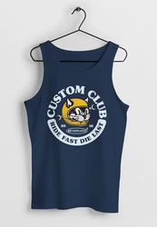 Neverless Tanktop Herren Biker Motiv Racing Cat Schriftzug Ride Fast Die Last Fashion Streetstyle Dunkelblau/Hellblau/Blau/Grau