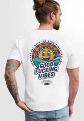 Neverless Print-Shirt Backprint Good Vibes Herren Braun/Creme