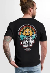 Neverless Print-Shirt Backprint Good Vibes Herren Braun/Schwarz/Lila/Grün