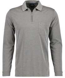 RAGMAN Polo zip soft knit LS Hellgrau/Grau