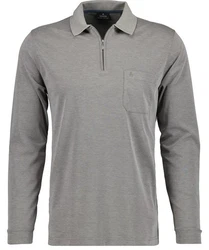 RAGMAN Polo zip soft knit LS Hellgrau/Grau