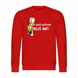 deinshirt Rundhalspullover Herren Wer nicht mittrinkt fllt auf Mit Print Motiv Rot/Beige