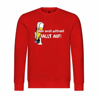 deinshirt Rundhalspullover Herren Wer nicht mittrinkt fllt auf Mit Print Motiv Rot/Beige