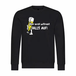 Rundhalspullover Herren Pullover Wer nicht mittrinkt fllt auf Mit Print Motiv, Grafik