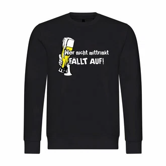 deinshirt Rundhalspullover Herren Wer nicht mittrinkt fllt auf Mit Print Motiv Hellblau/Beige/Blau/Weiß/Dunkelblau/Grün