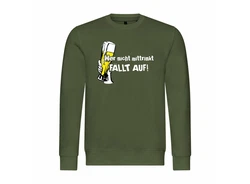 deinshirt Rundhalspullover Herren Wer nicht mittrinkt fllt auf Mit Print Motiv Dunkelgrün/Grün