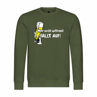 deinshirt Rundhalspullover Herren Wer nicht mittrinkt fllt auf Mit Print Motiv