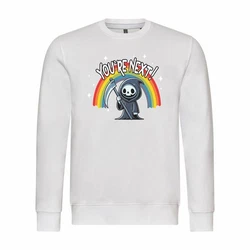 deinshirt Rundhalspullover Herren You're Next Mit Print Motiv Grau/Weiß/Silber/Creme