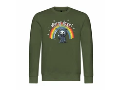 deinshirt Rundhalspullover Herren You're Next Mit Print Motiv Dunkelgrün/Grün/Neonfarben