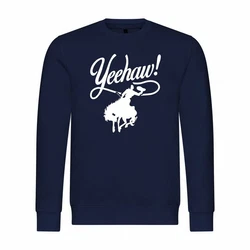 deinshirt Rundhalspullover Yeehaw Mit Print Motiv Dunkelblau/Blau