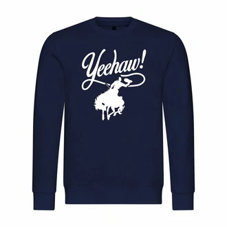 deinshirt Rundhalspullover Yeehaw Mit Print Motiv Dunkelblau/Blau