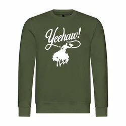 deinshirt Rundhalspullover Yeehaw Mit Print Motiv Dunkelgrün/Grün