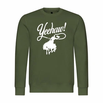 deinshirt Rundhalspullover Yeehaw Mit Print Motiv Dunkelgrün/Grün