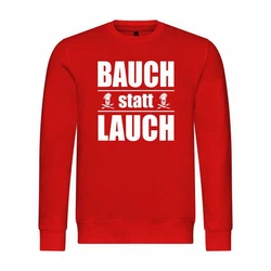 deinshirt Rundhalspullover Herren Pullover Bauch statt Lauch Mit Print Motiv Rot/Dunkelrot/Schwarz