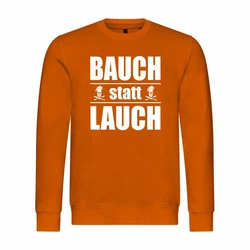 deinshirt Rundhalspullover Herren Pullover Bauch statt Lauch Mit Print Motiv Orange