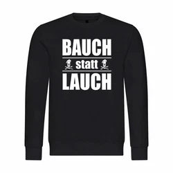 deinshirt Rundhalspullover Herren Pullover Bauch statt Lauch Mit Print Motiv Schwarz