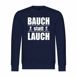 deinshirt Rundhalspullover Herren Pullover Bauch statt Lauch Mit Print Motiv Dunkelblau
