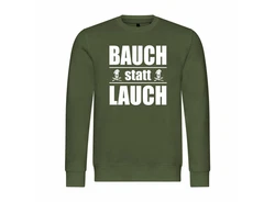 deinshirt Rundhalspullover Herren Pullover Bauch statt Lauch Mit Print Motiv Dunkelgrün