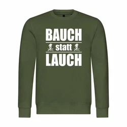 deinshirt Rundhalspullover Herren Pullover Bauch statt Lauch Mit Print Motiv Dunkelgrün