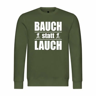 deinshirt Rundhalspullover Herren Pullover Bauch statt Lauch Mit Print Motiv Dunkelgrün