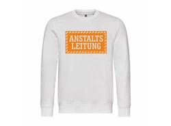 deinshirt Rundhalspullover Herren Anstaltsleitung Mit Print Motiv Creme/Weiß/Orange