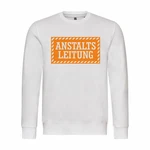 deinshirt Rundhalspullover Herren Anstaltsleitung Mit Print Motiv Creme/Weiß/Orange