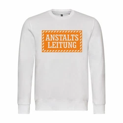deinshirt Rundhalspullover Herren Anstaltsleitung Mit Print Motiv Creme/Weiß/Orange