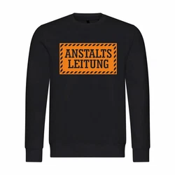deinshirt Rundhalspullover Herren Anstaltsleitung Mit Print Motiv Schwarz/Rot/Orange
