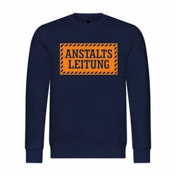 deinshirt Rundhalspullover Herren Anstaltsleitung Mit Print Motiv Dunkelblau/Blau