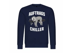 deinshirt Herren Rundhalspullover Auftrags Chiller Faultier Mit Print Motiv Dunkelblau/Blau/Grau/Braun