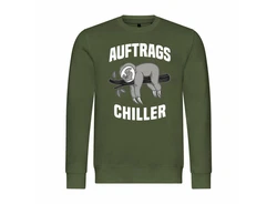 deinshirt Herren Rundhalspullover Auftrags Chiller Faultier Mit Print Motiv Dunkelgrün