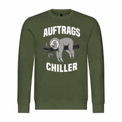 deinshirt Herren Rundhalspullover Auftrags Chiller Faultier Mit Print Motiv Dunkelgrün