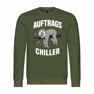 deinshirt Herren Rundhalspullover Auftrags Chiller Faultier Mit Print Motiv Dunkelgrün