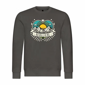deinshirt Rundhalspullover Herren Pullover Ich Liebe die Berge Braun/Grau/Hellgrau/Dunkelgrau/Dunkelgrün