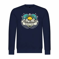 deinshirt Rundhalspullover Herren Pullover Ich Liebe die Berge Dunkelblau