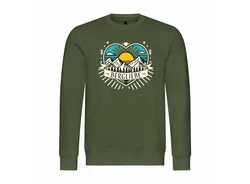 deinshirt Rundhalspullover Herren Pullover Ich Liebe die Berge Grün/Dunkelgrün