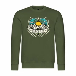 deinshirt Rundhalspullover Herren Pullover Ich Liebe die Berge Grün/Dunkelgrün
