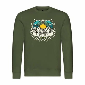 deinshirt Rundhalspullover Herren Pullover Ich Liebe die Berge Grün/Dunkelgrün